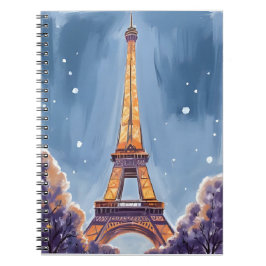 Merry Eiffel Tower | Paris Christmas Watercolor Notizblock