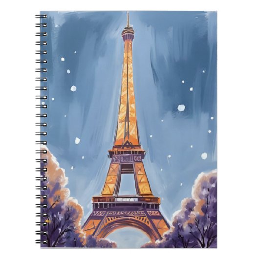 Merry Eiffel Tower | Paris Christmas Watercolor Notizblock (Vorderseite)