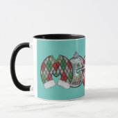 "Merry" eine Weihnachtsfeier mit handgeschriebenem Tasse (Links)