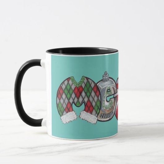 "Merry" eine Weihnachtsfeier mit handgeschriebenem Tasse (Links)