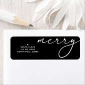 Merry Elegant Christmas Black & White Themed Label (Insitu)