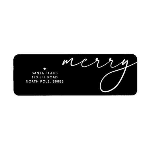 Merry Elegant Christmas Black & White Themed Label (Vorne)