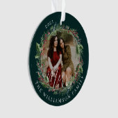 Merry Elegante Festivals Wasserfarben Wreath Zwei Ornament (Vorderseite)