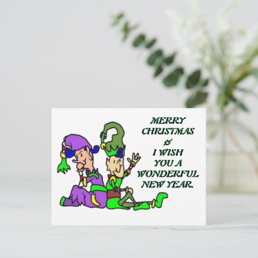 Merry elf 1 postkarte (Stehend Vorderseite)