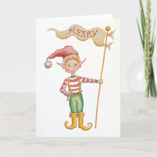 Merry Elf holiday greeting card Karte