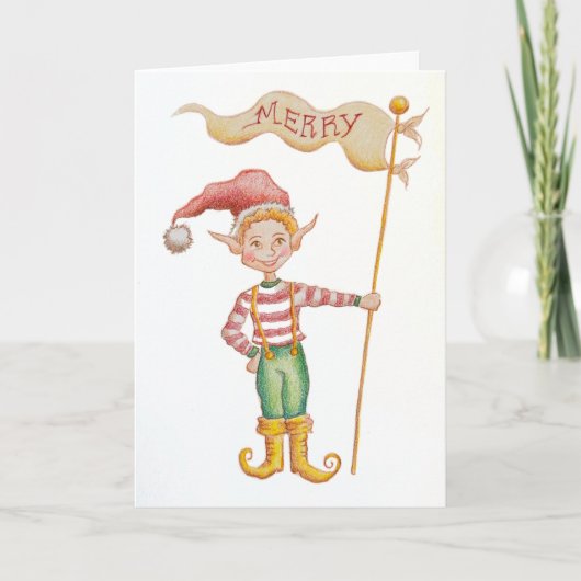 Merry Elf holiday greeting card Karte (Vorderseite)