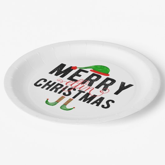 Merry Elfin Christmas Pappteller (Schrägansicht)