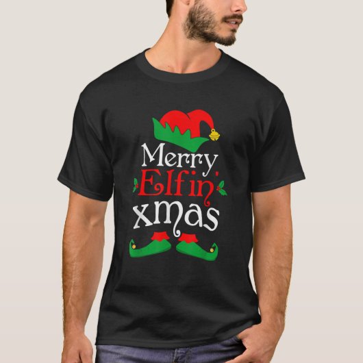 Merry Elfin Weihnachts-Elfen Geschenke Funny Elf X T-Shirt (Vorderseite)