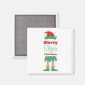 Merry Elfin Weihnachtself gestreift Socken Magnet (Vorderseite/Rückseite)