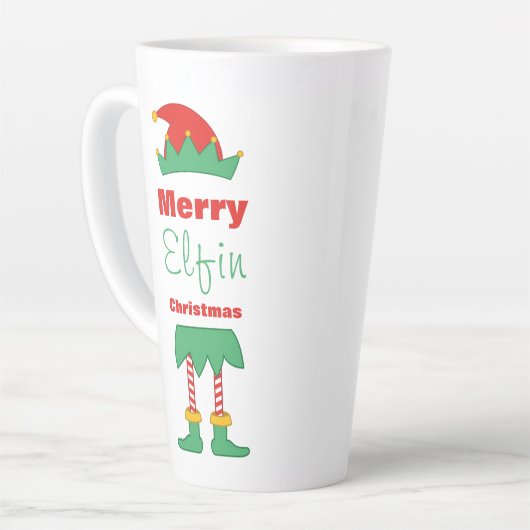 Merry Elfin Weihnachtself gestreift Socken Milchtasse (Linke Ecke)