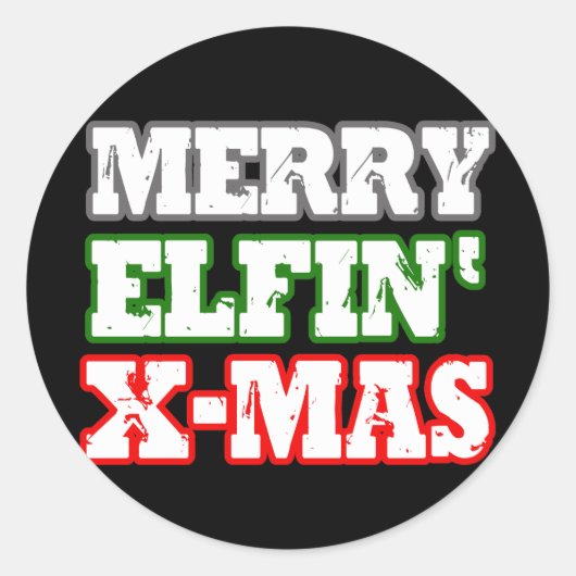MERRY ELFIN XMAS -.png Runder Aufkleber (Vorderseite)