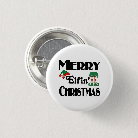 Merry Elfin's Weihnachten Button (Vorne & Hinten)