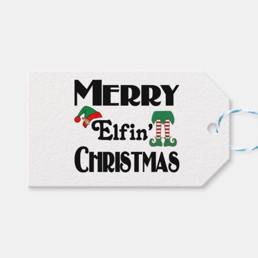 Merry Elfin's Weihnachten Geschenkanhänger (Vorderseite (Horizontal))