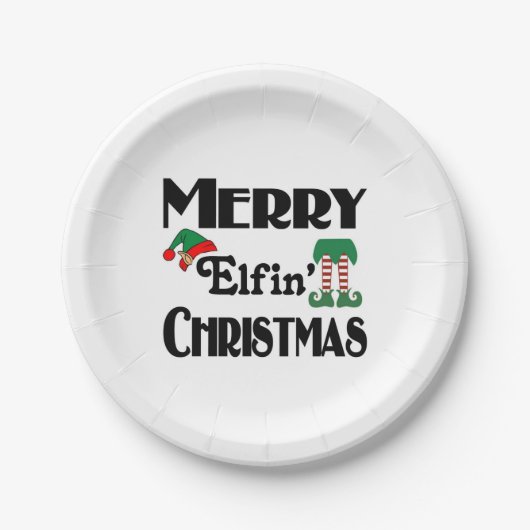 Merry Elfin's Weihnachten Pappteller (Vorderseite)