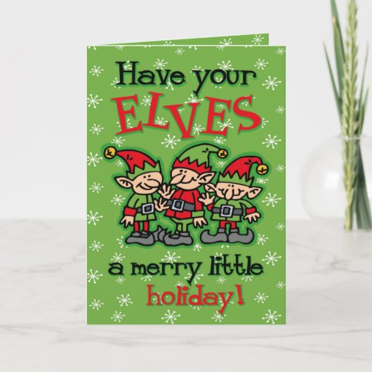 Merry Elves Christmas Card Feiertagskarte (Vorderseite)