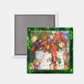 Merry Elves Wrapping Present Button Magnet (Vorderseite/Rückseite)