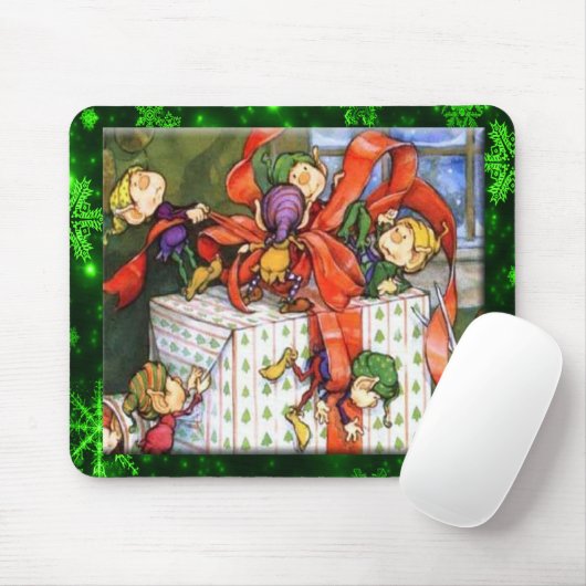 Merry Elves Wrapping Present Mousepad (Mit Mouse)