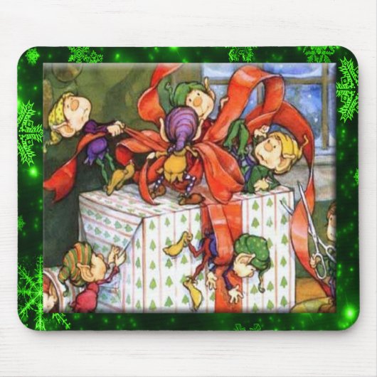 Merry Elves Wrapping Present Mousepad (Vorne)