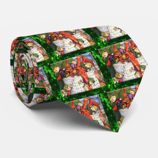Merry Elves Wrapping Present Necktie Krawatte (Gerollt)