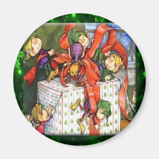 Merry Elves Wrapping Pressure Button Magnet (Vorne)