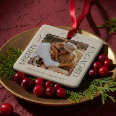 Merry & Engaged Modern Minimal Wavy Photo Keepsake Keramikornament