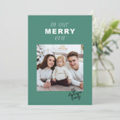 Merry Era Bright Funny One Foto Grün Weihnachten (Stehend Vorderseite)