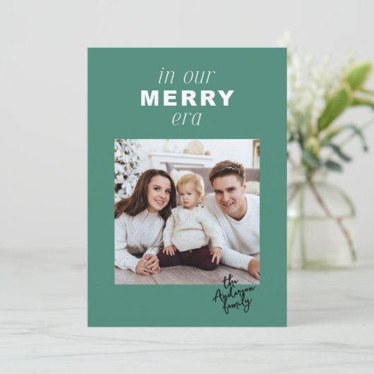 Merry Era Bright Funny One Foto Grün Weihnachten (Stehend Vorderseite)