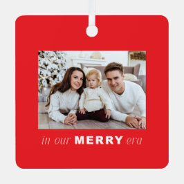 Merry Era Bright Funny One Foto Red Christmas Ornament Aus Metall