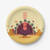 Merry Erntedank Türkei Herbst Party Plate Pappteller (Vorderseite)