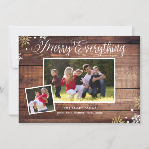 Merry Everything-2 Foto Dark Wood Holiday Card Feiertagskarte
