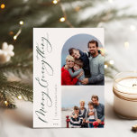 Merry Everything 2 Foto Family Feiertagskarte<br><div class="desc">Merry Alles,  Bogen und quadratischen Rahmen,  2 Foto Ferienkarte. Merkmale,  solide grüne Farbunterlage.</div>