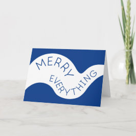 Merry Everything Blue Curved Typografy Foto Feiertagskarte