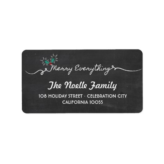 Merry Everything Chalkboard Mistletouren Weihnacht Adressaufkleber (Vorne)