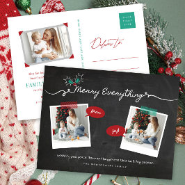 Merry Everything Chalkboard Mistletouren Weihnacht Feiertagspostkarte