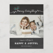 Merry Everything Chalkboard Mistletouren Weihnacht Feiertagspostkarte (Vorderseite)