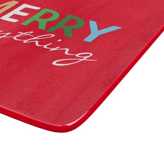 "Merry Everything" Christmas Glass Cutting Board Schneidebrett (Ecke)