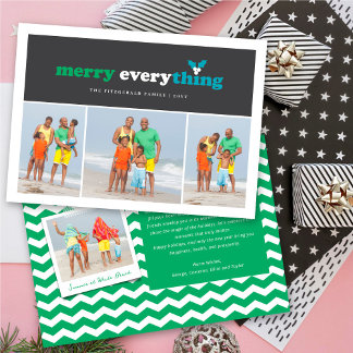 Merry Everything Color Blocks Mistletores 3 Foto Feiertagskarte