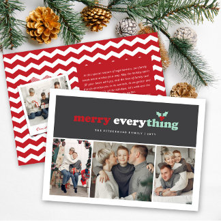 Merry Everything Color Blocks Modern 3 Foto Feiertagskarte