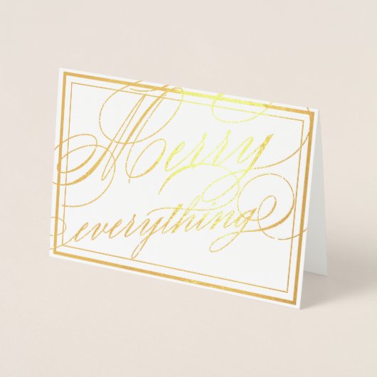 Merry Everything Elegant Calligraphy Script Folienkarte (Vorderseite)
