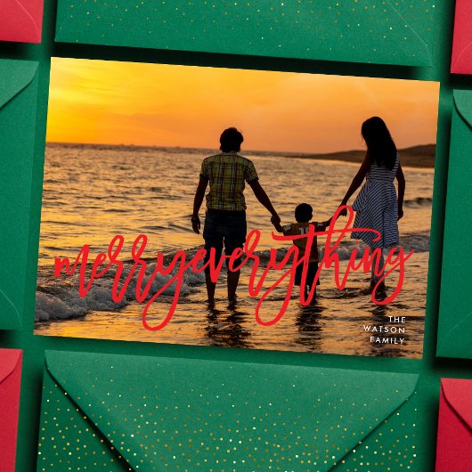 Merry Everything Foto Red Text Feiertagskarte