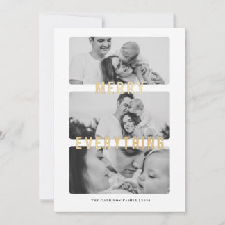 Merry Everything Gold Foil Weihnachtskarte Ankündigung