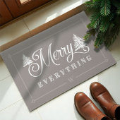 Merry Everything Grey Pine Trees Family Monogram Fußmatte