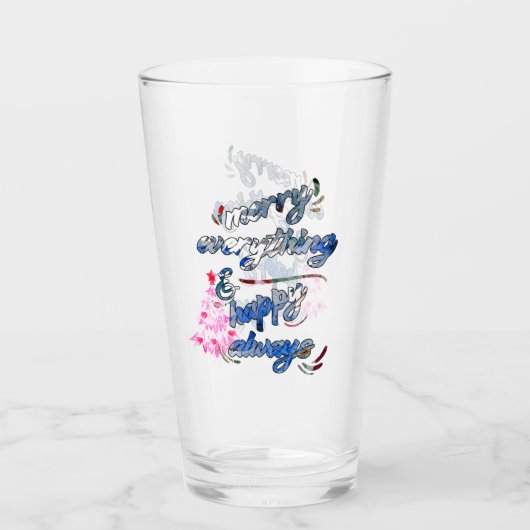Merry Everything & Happy Always - Pink Tree Glas (Vorderseite)