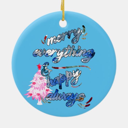 Merry Everything & Happy Always - Pink Tree Keramik Ornament (Hinten)