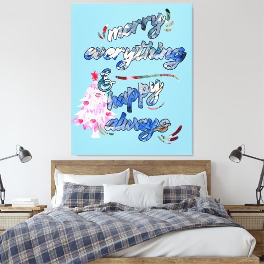 Merry Everything & Happy Always - Pink Tree Leinwanddruck (Insitu (Schlafzimmer))