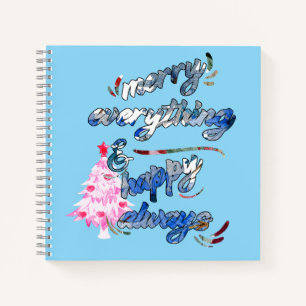 Merry Everything & Happy Always - Pink Tree Notizblock