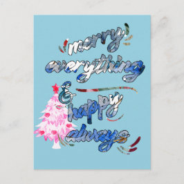 Merry Everything & Happy Always - Pink Tree Postkarte