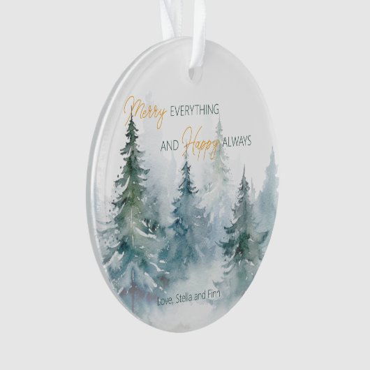 Merry Everything Happy Always Winter Trees Acrylic Ornament (Vorderseite)