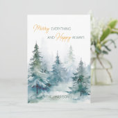 Merry Everything Happy Always Winter Trees Flat Feiertagskarte (Stehend Vorderseite)