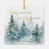 Merry Everything Happy Always Winter Trees Keramikornament (Rückseite)